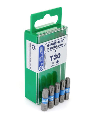 SPAX Bit T-STAR plus Set T30 - 6.4 x 25 mm - 5 pcs. + HI.FORCE Flat Head Screw 6.0 x 80 mm - 200 pcs. (5000009182309) (0251010600805)