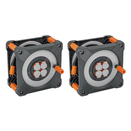 Brennenstuhl professionalLINE Set 2x Avvolgicavi con protezione antiribaltamento ( 2x 9201500100 ) 50 m 4 Prese IP44 BGI 608