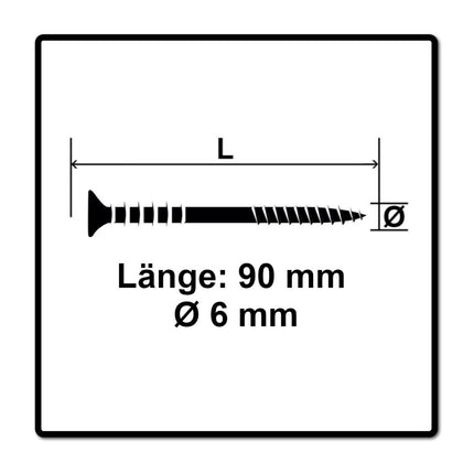 SPAX Vis d'ajustement 6,0 x 90 mm - Filetage avec rainures de maintien - Tête plate - T-STAR Plus - 4Cut - WIROX - 500pcs. (5x 161010600903)
