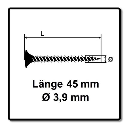 SPAX GIX-A Schnellbauschrauben 3,9 x 45 mm 5000 Stk ( 5x 1091170390456 ) Vollgewinde Trompetenkopf Kreuzschlitz H2 Nadelspitze Phosphatiert