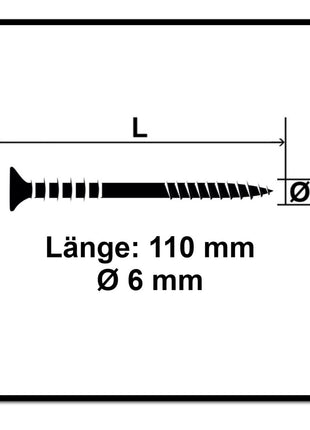 SPAX Justierschraube 6,0 x 110 mm 200 Stück ( 2x 161010601105 ) Justiergewinde mit Halterillen Flachkopf T-STAR Plus 4Cut WIROX - Toolbrothers