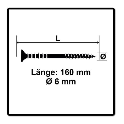 Vis de réglage SPAX 6,0 x 160 mm 500 pièces (5x 161010601605) filetage de réglage avec rainures de retenue tête plate T-STAR Plus 4Cut WIROX