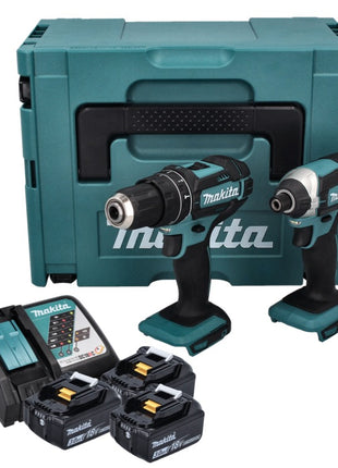Kit combinato Makita DLX 2131 JX1 a batteria 18 V con DHP 482 62 Nm + DTD 152 165 Nm + 3x batteria ricaricabile 3,0 Ah + caricabatterie + Makpac