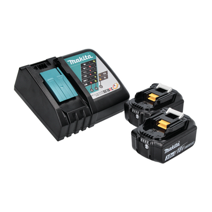 Makita DLM 432 RF2 tondeuse à gazon sans balais 36 V (2x 18 V) 43 cm + 2x batterie 3,0 Ah + chargeur + 1x lame faucille