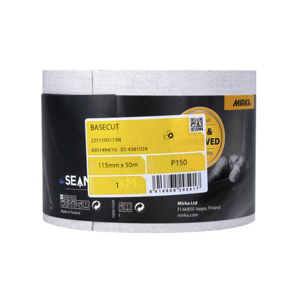 Mirka BASECUT Rouleaux de papier abrasif 115 mm x 50 m, P150, Papier abrasif universel, 2 pcs. ( 2x 2251100115N )