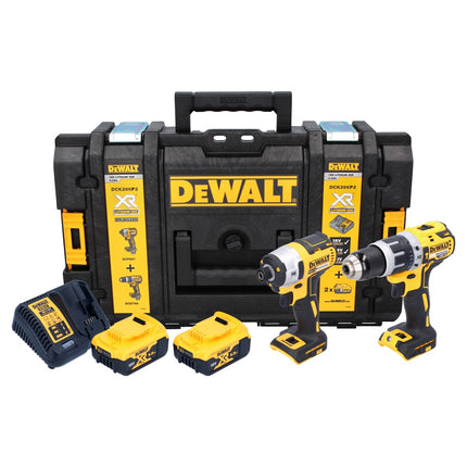 DeWalt DCK 266 P2T Pack Combo sans fil 18V: 1x DCD 796 Perceuse à percussion + 1x DCF 887 Clé à chocs + 2x Batteries 5,0 Ah + Chargeur + TSTAK