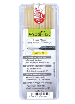Pica DRY Mines de rechange, solubles dans l'eau, jaunes - 10 pièces (4032)