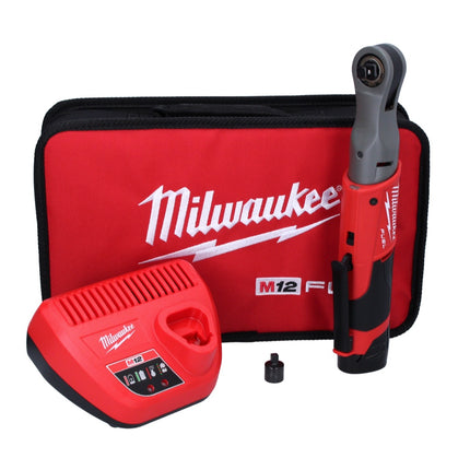 Milwaukee M12 FIR38-201B Clé à cliquet à batterie 12 V 75 Nm 3/8" ( 4933459798 ) brushless + 1x Batterie 2.0 Ah + Chargeur + Sacoche