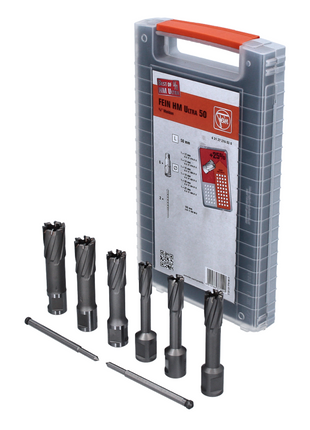 FEIN HM Ultra 50 Set frese a corona 8 pz. ( 63127276020 ) 3/4" Weldon 12 - 22 mm