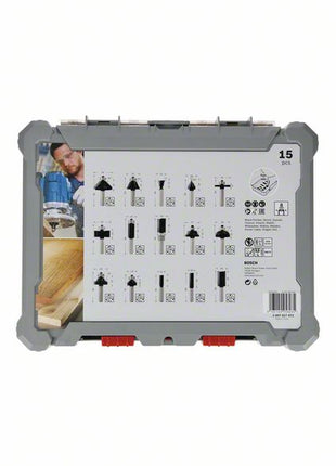 Bosch Mixed Fräser Set 8 mm 15 tlg. + Koffer ( 2607017472 ) für Oberfräsen mit Rundschaft - Toolbrothers