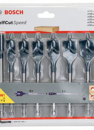 Bosch Self Cut Speed Flachfräß Bohrer Set 7tlg. 16/18/20/22/25/32mm + Verlängerung 1/4" ( 2608587009 )