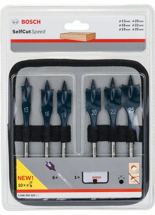 Bosch Zubehör Self Cut Flachfräsbohrerset 1/4" Sechskant, 6-teilig 13- 25mm in Tasche ( 2608595425 ) - Toolbrothers