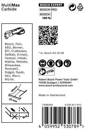 Bosch EXPERT MultiMax AIZ 32 APIT Lama per sega ad affondamento Starlock 32 x 40 mm - 10 pz. ( 2608900026 ) Carbide Multi