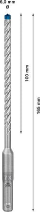 Bosch Expert Forets pour perforateur SDS plus 7X 6,0 x 165 mm - 10 pièces (2608900160)