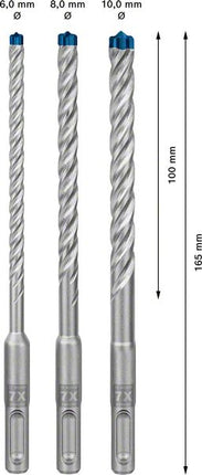 Bosch EXPERT SDS Plus-7X Set de forets pour perforateur, pour béton / pierre, 6 / 8 / 10 mm, 3 pcs. - Successeur de 2608576201(2608900196)