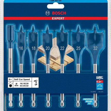 Bosch EXPERT SelfCut Speed ​​​​Set de fraises plates 16 - 32 mm - 7 pièces (2608900334) pour le bois