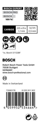 Bosch EXPERT Medium Lames de scie sabre Thick Tough Metal S 1155 HHM 225 mm - 10 pièces (2608900376)