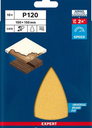 Bosch EXPERT C470 Sandpaper , 100x150mm, 7 holes, G120, for Multi sanders, 10 pcs. (2608901117)