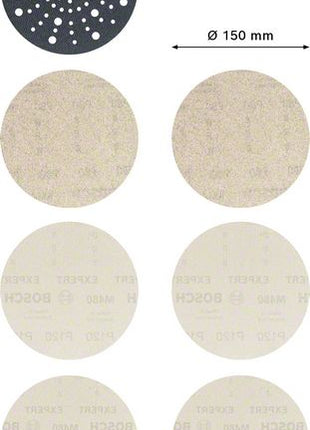 Bosch Expert M480 Starter Set Juego de hojas de lija con estructura de malla, 7 piezas, 150 mm (2608901203), abrasivo de malla para lijadoras excéntricas