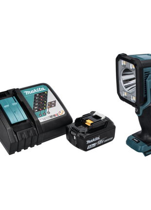 Makita DML 812 RT1 Torcia portatile a LED a batteria 18 V 1250 lm + 1x batteria ricaricabile 5,0 Ah + caricabatterie