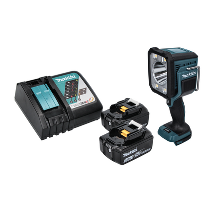 Makita DML 812 RT  Lampe de chantier sans fil 18 V avec LED 1250 lm + 2x Batterie 5,0 Ah + Chargeur