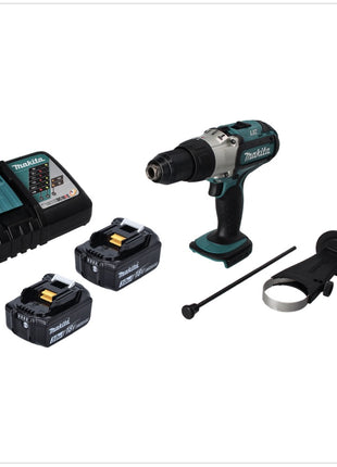 Makita DHP 451 RF Cordless Hammer Driver Drill 80 Nm 18V + 2x Batteries 3,0 Ah + Charger