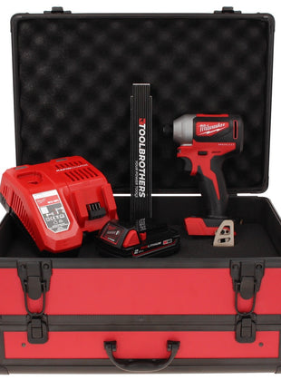 Milwaukee M18 BLID2-201FC TX Akku Schlagschrauber 18 V 180 Nm 1/4" Brushless + 1x Akku 2,0 Ah + Ladegerät + Gliedermaßstab + TX Koffer