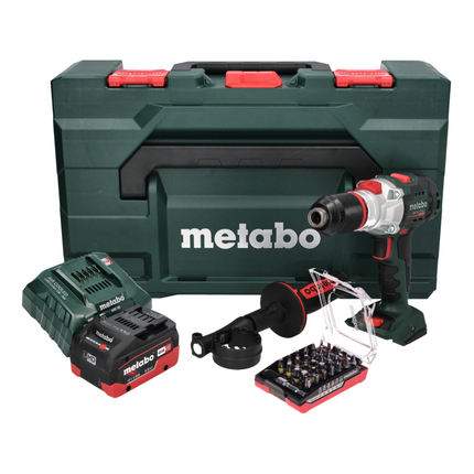 Metabo SB 18 LTX BL I Perceuse à percussion sans fil 130 Nm 18 V Brushless + 1x Batterie 5,5 Ah + Chargeur + Coffret metaBOX + Set d'embouts 32 pcs.