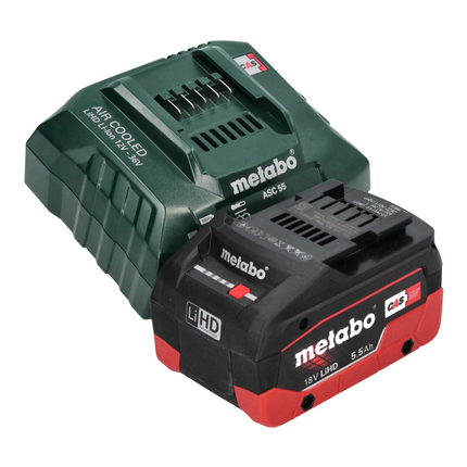 Metabo SB 18 LTX BL I Perceuse à percussion sans fil 130 Nm 18 V Brushless + 1x Batterie 5,5 Ah + Chargeur + Coffret metaBOX + Set d'embouts 32 pcs.