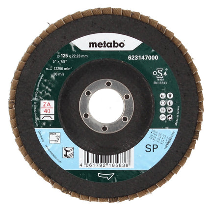 Metabo Disque à lamelles, P 40 125 mm 22,23 mm (10 x 623147000) pour meuleuse d'angle