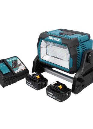 Makita DML 809 RT cordless LED construction spotlight 18 V 10000 lm + 2x rechargeable battery 5.0 Ah + charger