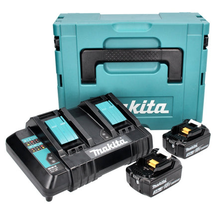 Makita Power Source Kit 18 V avec 2x BL 1830 B batterie 3,0 Ah ( 197599-5 ) + DC 18 SH chargeur double ( 199687-4 ) + Makpac