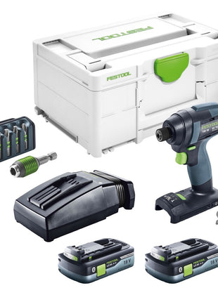 Festool TID 18 HPC 4,0 I-Plus Cordless impact driver 180Nm 1/4" 18V + 2x Batteries 4,0Ah + Charger + Systainer Case + Bit set 6 pcs. (576482)