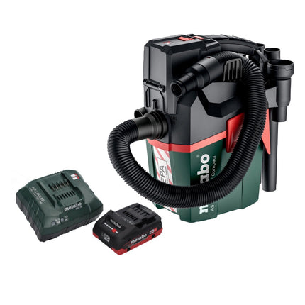 Metabo AS 18 HEPA PC Compact Akku Sauger 18 V 6 l Nass und Trocken Sauger mit Blasfunktion + 1x Akku 4,0 Ah + Ladegerät