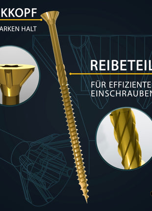 FORTE Tools Universal Holzschraube 5,0 x 120 mm T25 100 Stk. ( 000051399484 ) gelb verzinkt Torx Senkkopf Teilgewinde - Toolbrothers
