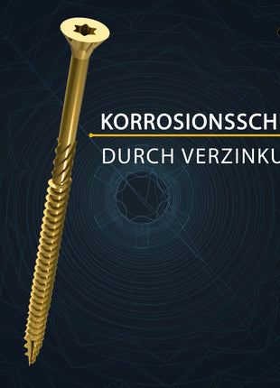 FORTE Tools Universal Holzschraube 5,0 x 120 mm T25 100 Stk. ( 000051399484 ) gelb verzinkt Torx Senkkopf Teilgewinde - Toolbrothers