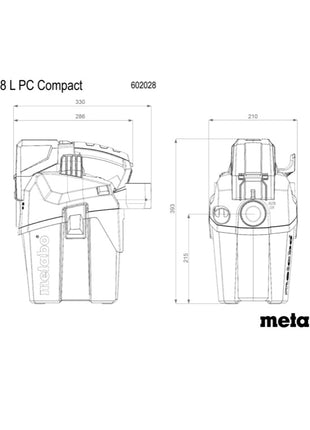Metabo AS 18 L PC Aspirapolvere compatto a batteria 18 V 6 l IPX4 classe di polvere L bagnato e asciutto + 1x batteria ricaricabile 8,0 Ah - senza caricabatterie
