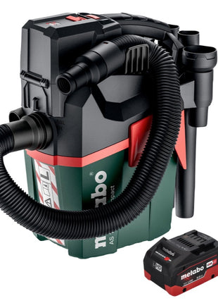Metabo AS 18 L PC Aspirapolvere compatto a batteria 18 V 6 l IPX4 classe di polvere L bagnato e asciutto + 1x batteria ricaricabile 8,0 Ah - senza caricabatterie