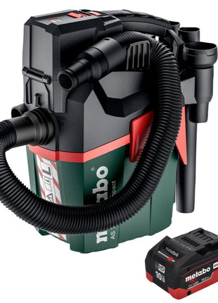 Metabo AS 18 L PC Aspirapolvere compatto a batteria 18 V 6 l IPX4 classe di polvere L bagnato e asciutto + 1x batteria ricaricabile 10,0 Ah - senza caricabatterie