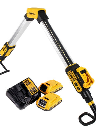 DeWalt DCL 045 D2 lampe à batterie éclairage de voiture LED 12 / 18 V 1700 lm support rotatif 0-360 degrés + 2x batteries 2,0 Ah + chargeur