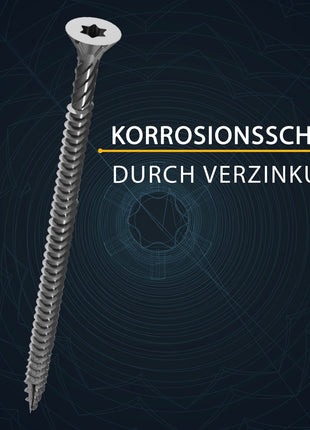 FORTE Tools Universal Holzschraube 3,0 x 30 mm T10 2000 Stk. ( 4x 000040113859 ) silber verzinkt Torx Senkkopf Vollgewinde - Toolbrothers