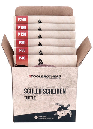 Metabo FSX 200 Intec Ponceuse excentrique 125 mm 240 W + Coffret + 4x Set de ponçage Toolbrothers TURTLE