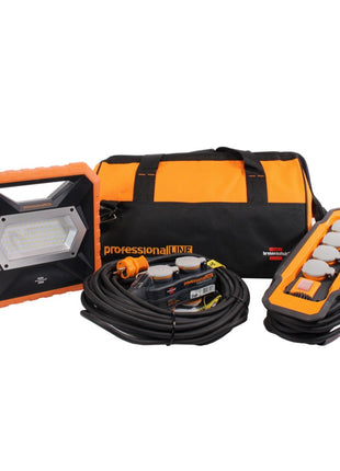 Brennenstuhl professionalLINE Industriemontage Set Mobiler Akku LED Strahler X 4000 MA + Powerblock mit Verlängerungskabel + Steckdosenblock mit Schalter + Tasche ( 9171990000 ) - Toolbrothers