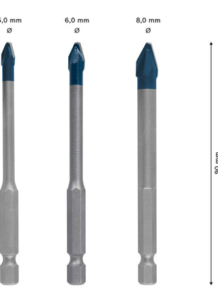 Bosch EXPERT HardCeramic HEX-9 drill bit set 5.0 - 8.0 x 90 mm 3 pcs. ( 2608900595 ) Carbide Technology