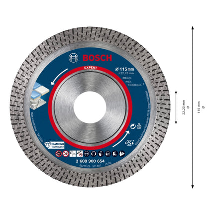 Disque à tronçonner diamanté Bosch EXPERT HardCeramic 115 x 22,23 mm 1 pièce (2608900654) Technologie diamant