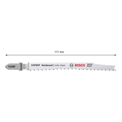 Bosch EXPERT Hardwood 2 side clean Lame de scie sauteuse T 308 BF, 117 mm, Bi-métal, 5 pcs. (2608900544)