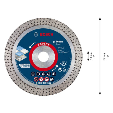 Bosch Expert Hard Ceramic 76 mm Diamanttrennscheibe 76 x 1,5 x 10 mm ( 2608900652 ) Diamond Technology - Nachfolger von 2608615020