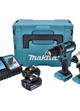 Makita DLX 2283 TJ cordless combo kit DHP 485 cordless impact drill + DTD 153 cordless impact wrench + 2x rechargeable battery 5.0 Ah + charger + Makpac