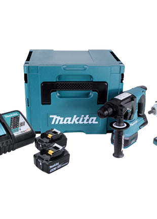 Makita DLX 2372 TJ cordless combo kit DHR 242 cordless hammer drill + DTW 300 cordless impact driver + 2x rechargeable battery 5.0 Ah + charger + Makpac