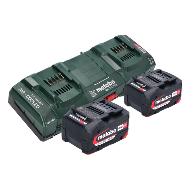 Metabo Basis Set 2x Li-Power Akkupack 18 V 4,0 Ah CAS Li-Ion Akku ( 2x 625027000 ) + ASC 145 DUO Doppel Schnell Ladegerät ( 627495000 )